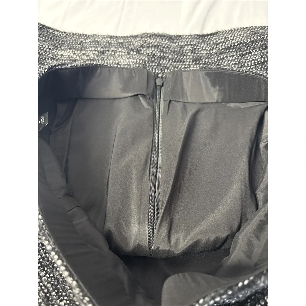 Ann Taylor Women Pencil Skirt Size 4 Black White Gray Tweed Wool Blend Lined